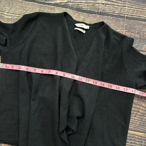 Vince Black Open Front Handkerchief Hem 100% Cashmere Cardigan Size S - Picture 6 of 7